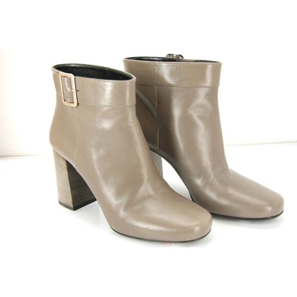 Prada Grey Block Heel Ankle Short Booties Size 39 Buckle Top High NIB $950 - Picture 9 of 10